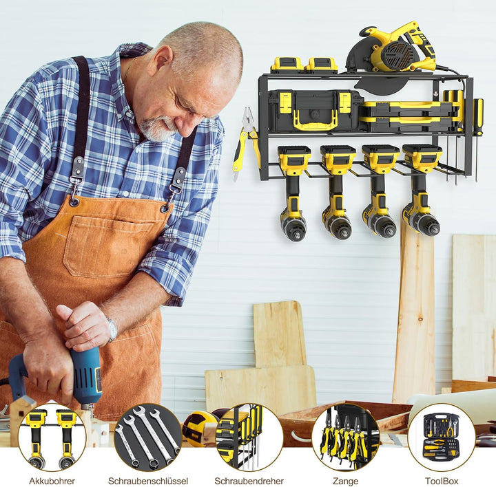 smusei Werkzeugspeicher Wandhalterung, 3 Ebenen Metall Werkzeughalter Werkstatt Organizer, Professio