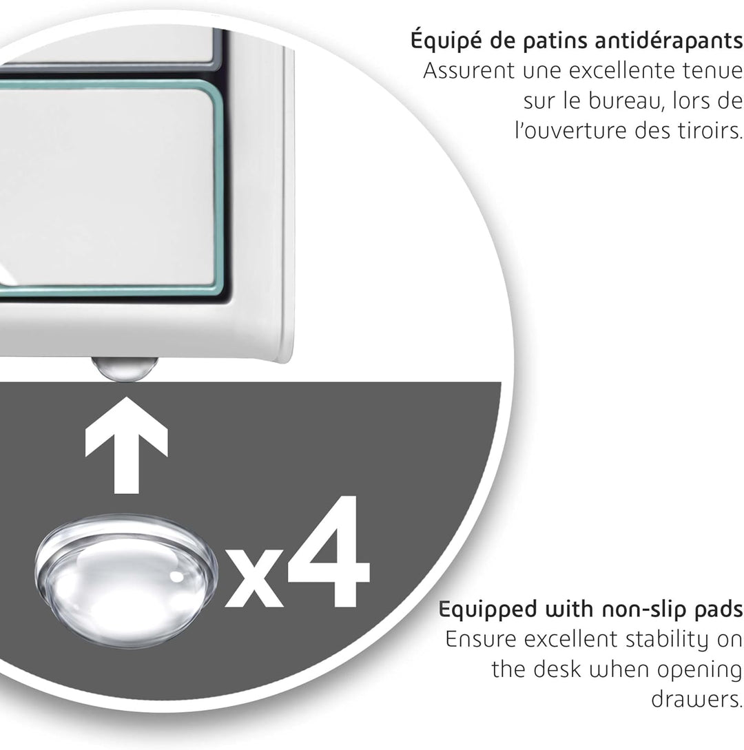 CEP Schubladenbox Secure mit 4 Schubladen und Zylinderschloss Smoove Silva Schwarz / Bambus, Schwarz