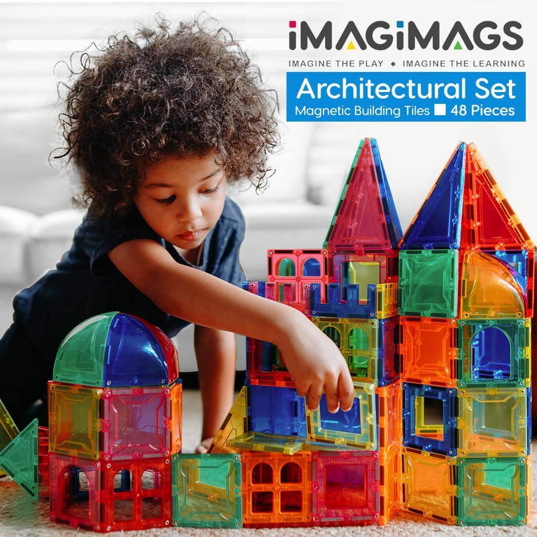 Magnetbausteine, Magnetfliesen, Architekten Set 48 Teile für Jungen Mädchen Kinder Lernspielzeug, pä