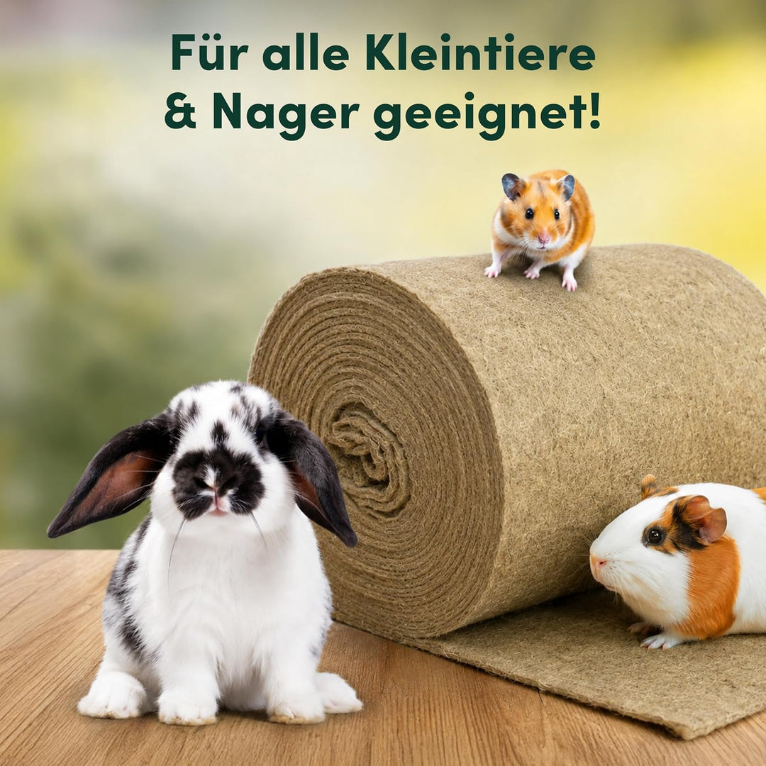 Hanfmatte auf 25 Meter Rolle x 50 cm breite | 5 mm Dicker Nagerteppich aus 100% Hanf | kompostierbar