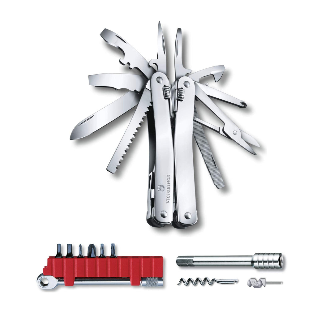 Victorinox, Multifunktionswerkzeug, Swiss Tool Spirit X Plus Ratchet, Silber (36 Funktionen, Festste