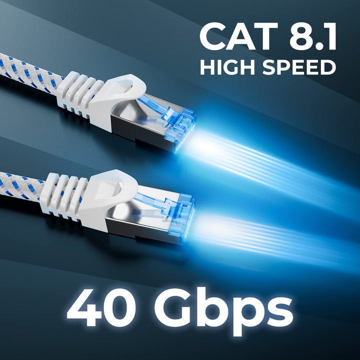 deleyCON 10m CAT 8 Patchkabel (40 Gbit/s, 2000 MHz) Gigabit Netzwerkkabel Ethernet Kabel RJ45 S/FTP