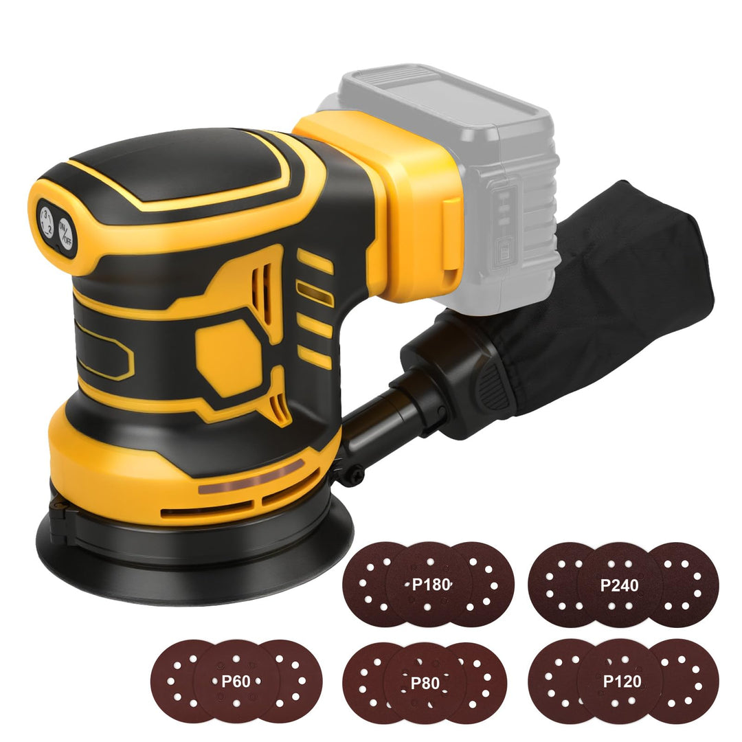 Exzenterschleifer für DeWalt 20V Akku(no Akku),125mm Schleifmaschine, 3 Geschwindigkeiten 7,000-11,0