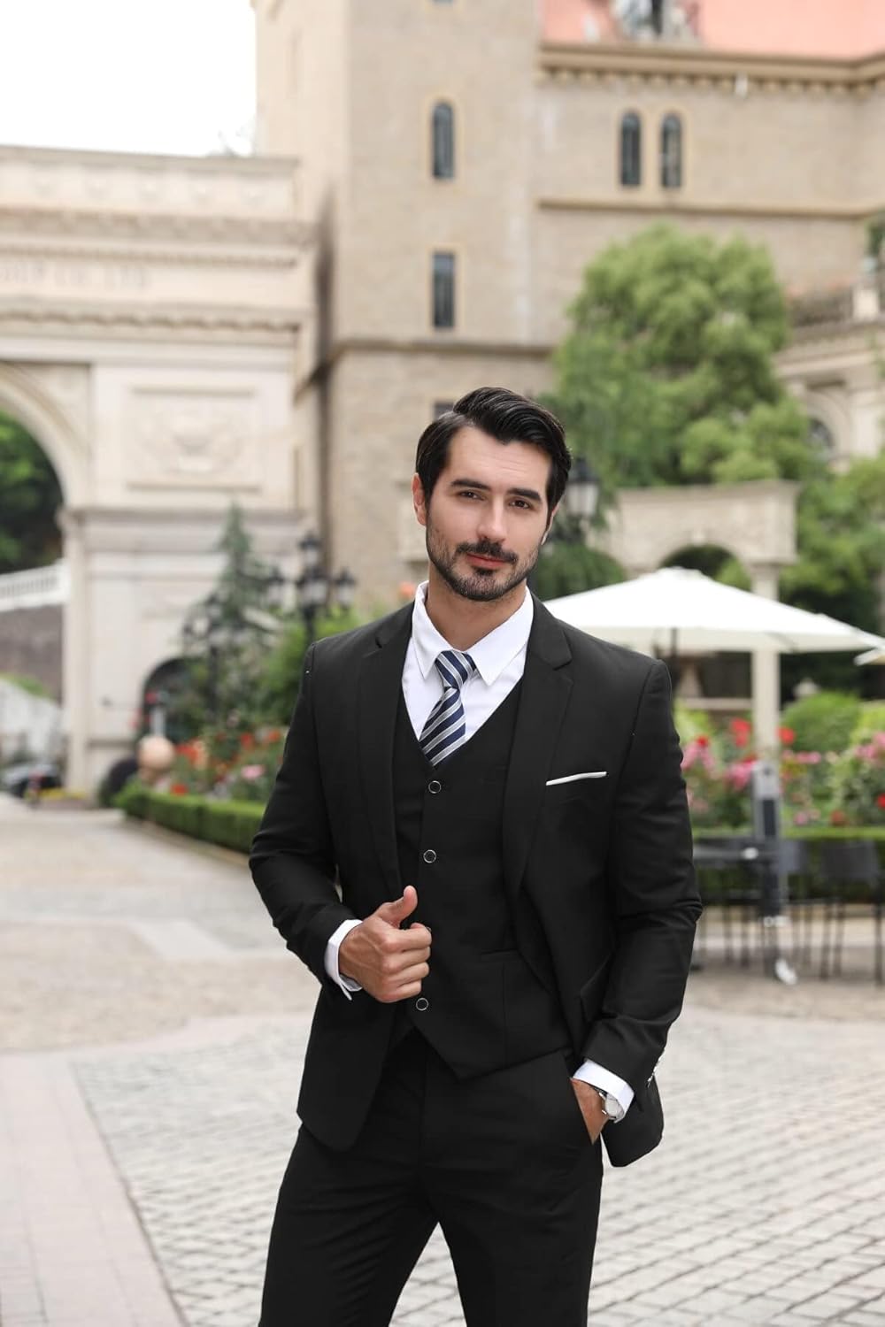 Allthemen Anzug Herren Slim Fit 3 Teilig Anzüge Modern Herrenanzug 3-Teilig Sakko Hose Weste für Bus