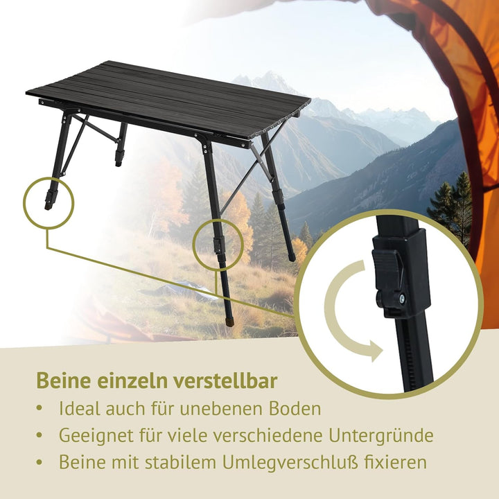 Campingtisch klappbar höhenverstellbar Falttisch tragbar Aluminium inkl. Tragetasche Outdoortisch we