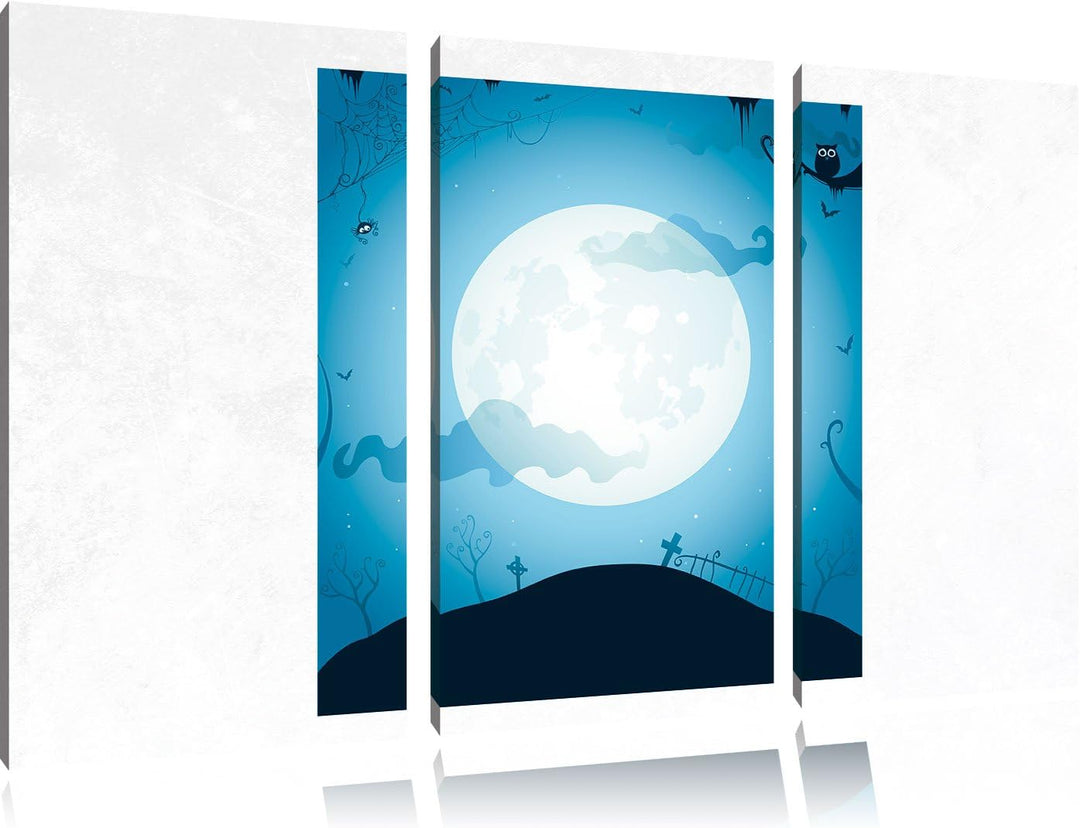 Pixxprint Schauriger Mond als Leinwandbild/Grösse: 3 Teilig (120x80) cm/Wandbild/Kunstdruck/fertig b
