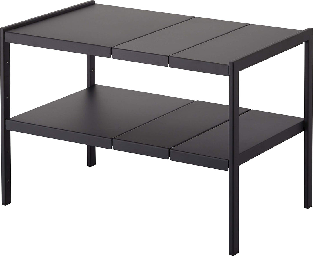 Yamazaki 4949 TOWER Ausziehbarer Organizer mit 2 Ebenen, schwarz, Stahl, Minimalistisches Design