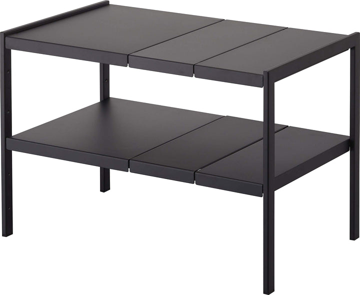 Yamazaki 4949 TOWER Ausziehbarer Organizer mit 2 Ebenen, schwarz, Stahl, Minimalistisches Design