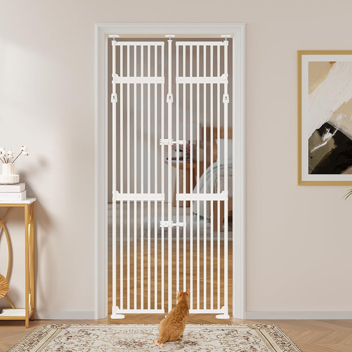 unipaws 218cm extra hohes Haustiertor, verstellbares Katzentor mit engem Spalt, ausziehbar 218–250cm