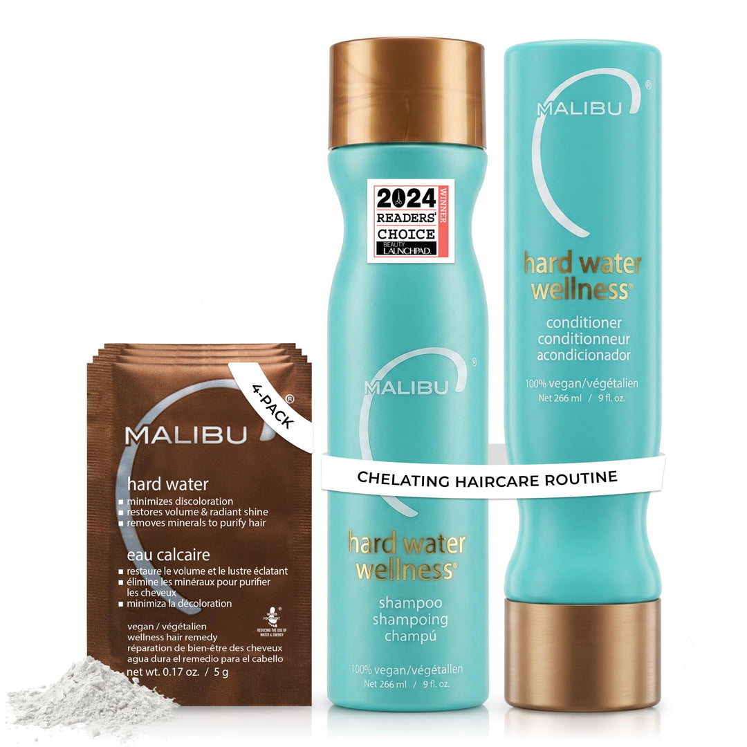 Malibu C Hard Water Wellness Kollektion (Shampoo 266ml + Conditioner 266ml + Color Lock Maske 4 x 5