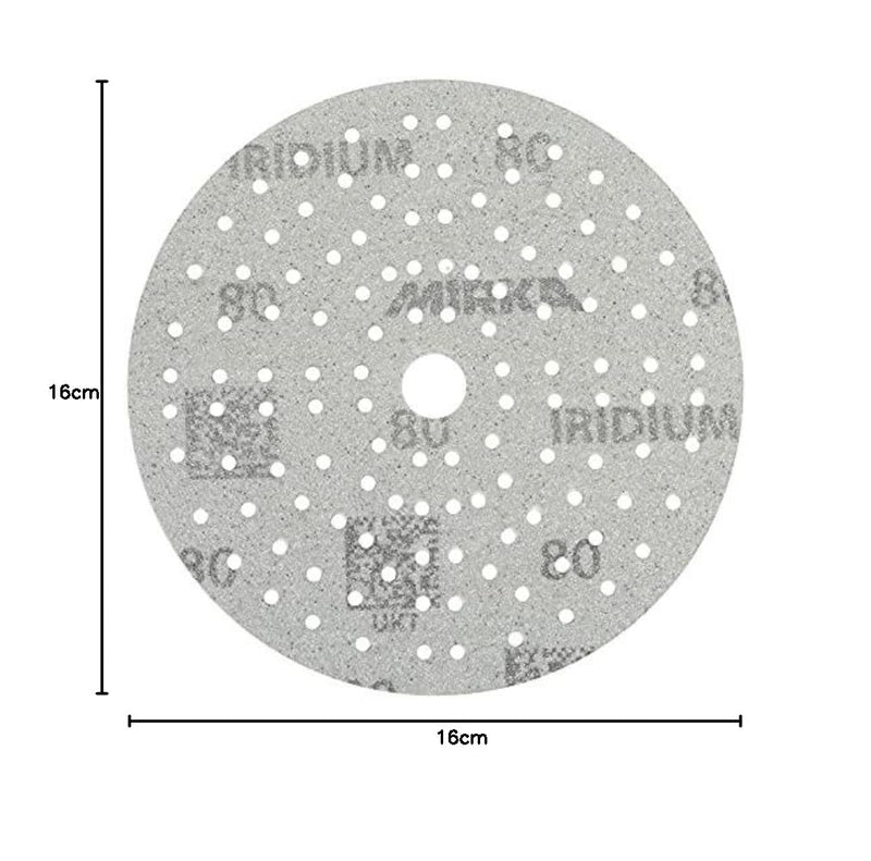 100x MIRKA Haftschleifscheibe IRIDIUM Grip 121L 150mm K.80 f.HO/Metall/Lack/Ku. Korn P80, Korn P80