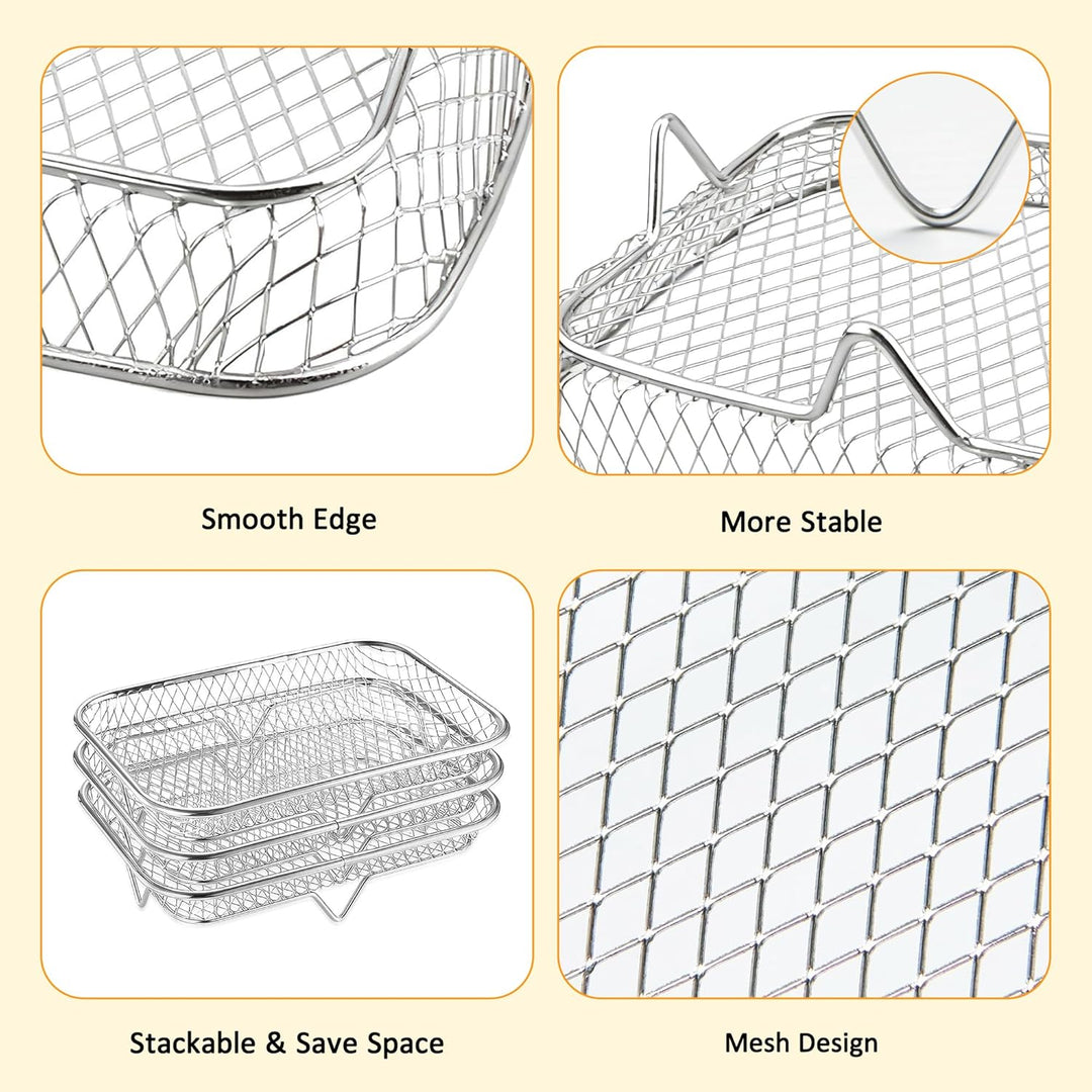 3-Schicht Luftfritteuse-Grillrost Air Fryer Rack Zubehör Edelstahl Grill Dehydrator Rack stapelbar A