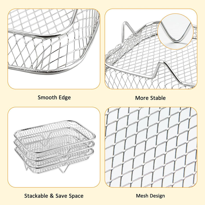 3-Schicht Luftfritteuse-Grillrost Air Fryer Rack Zubehör Edelstahl Grill Dehydrator Rack stapelbar A