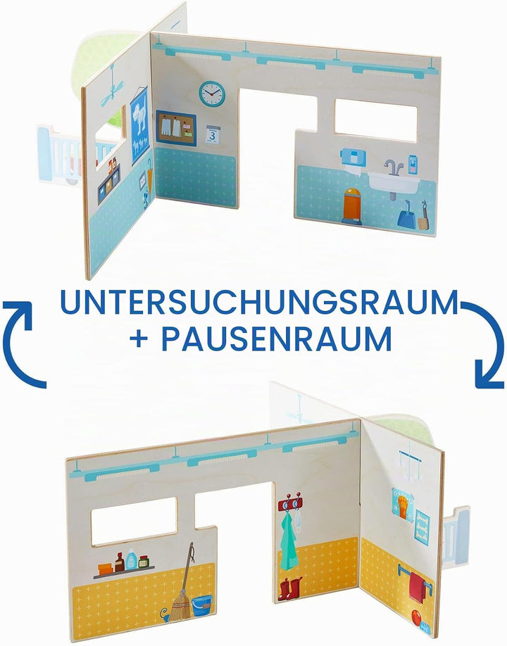 HABA 303895 - Little Friends – Tierklinik , Modern ausgestattete Tierarztklinik mit Arzthelferin Reb