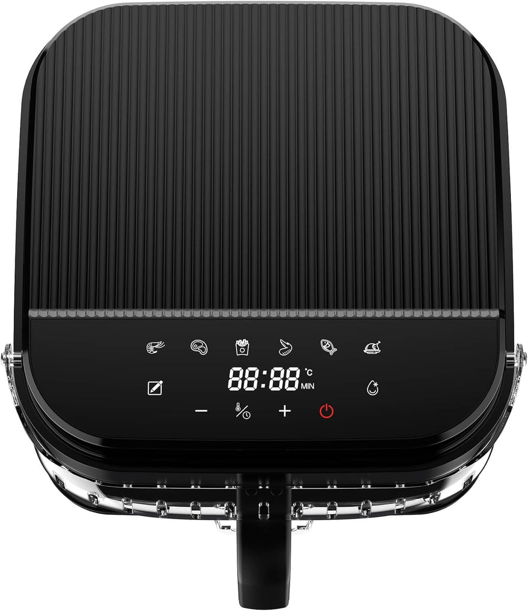 TurboTronic Heissluftfritteuse 5,5L Glas Airfryer – Digitale Heissluft Fritteuse 40–200°C 8 Programm