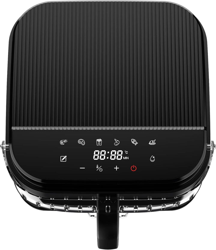 TurboTronic Heissluftfritteuse 5,5L Glas Airfryer – Digitale Heissluft Fritteuse 40–200°C 8 Programm