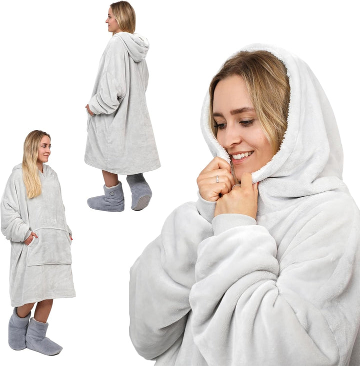 NorthHeat Beheizter Kuschel Hoodie | flauschige Ärmel Decke beheizbar | perfekt für Freundin, Mama u