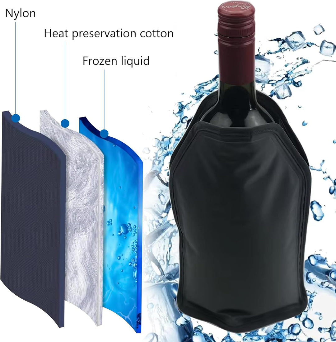 Weinkühler Manschette 4er Set, Kühlmanschette Wein, Flaschenkühler für Unterwegs, Kühlmanschette für