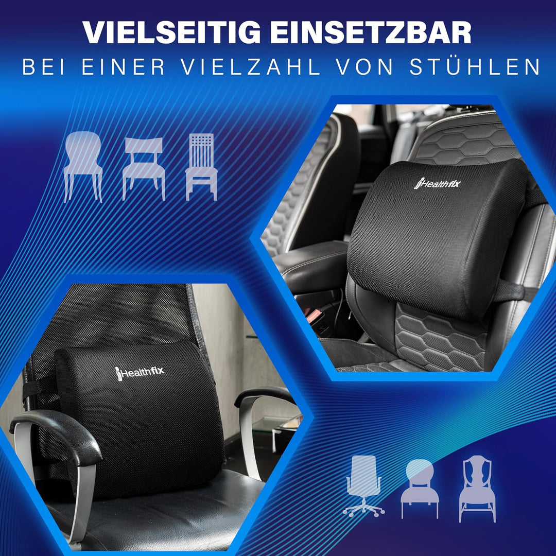 Healthfix® Lendenkissen - Ergonomisches Rückenkissen für Optimale Sitzhaltung | Universell Einsetzba