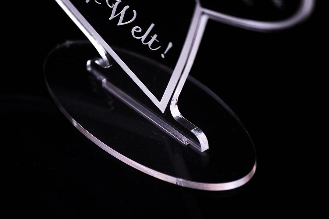 Acryl Schild in Herz Form "Für die beste Schwester der Welt" die perfekte Geschenkidee, mit Lasergra