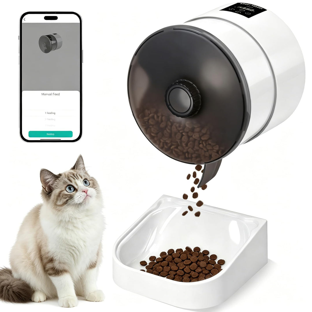 Futterautomat Katze 3.5L,Automatischer Futterspender mit 2.4G WiFi Timer für Trockenfutter,1-6 Mahlz