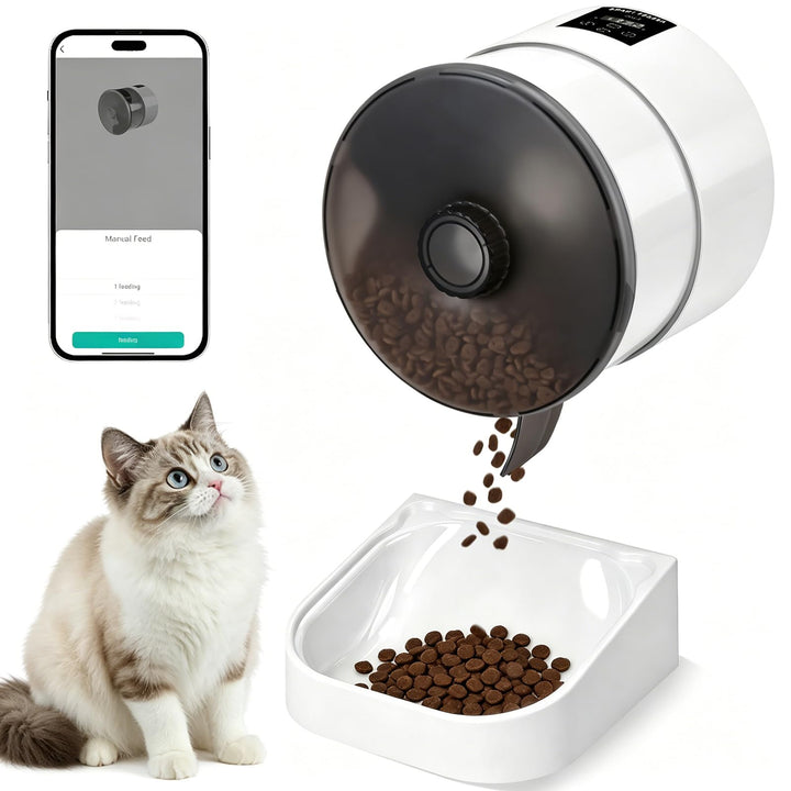 Futterautomat Katze 3.5L,Automatischer Futterspender mit 2.4G WiFi Timer für Trockenfutter,1-6 Mahlz