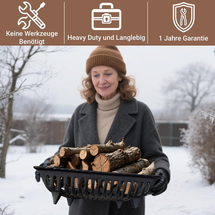 Amagabeli Kamin Feuerrost Brennholz Holzhalter Gusseisen Holz Kohle Kohlerost für Innen und Aussenbe