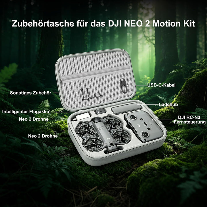Tasche für DJI Neo 2 Case, Tragetasche für DJI Neo 2 Fly More Combo Zubehör, Tragbar PU Case Compati