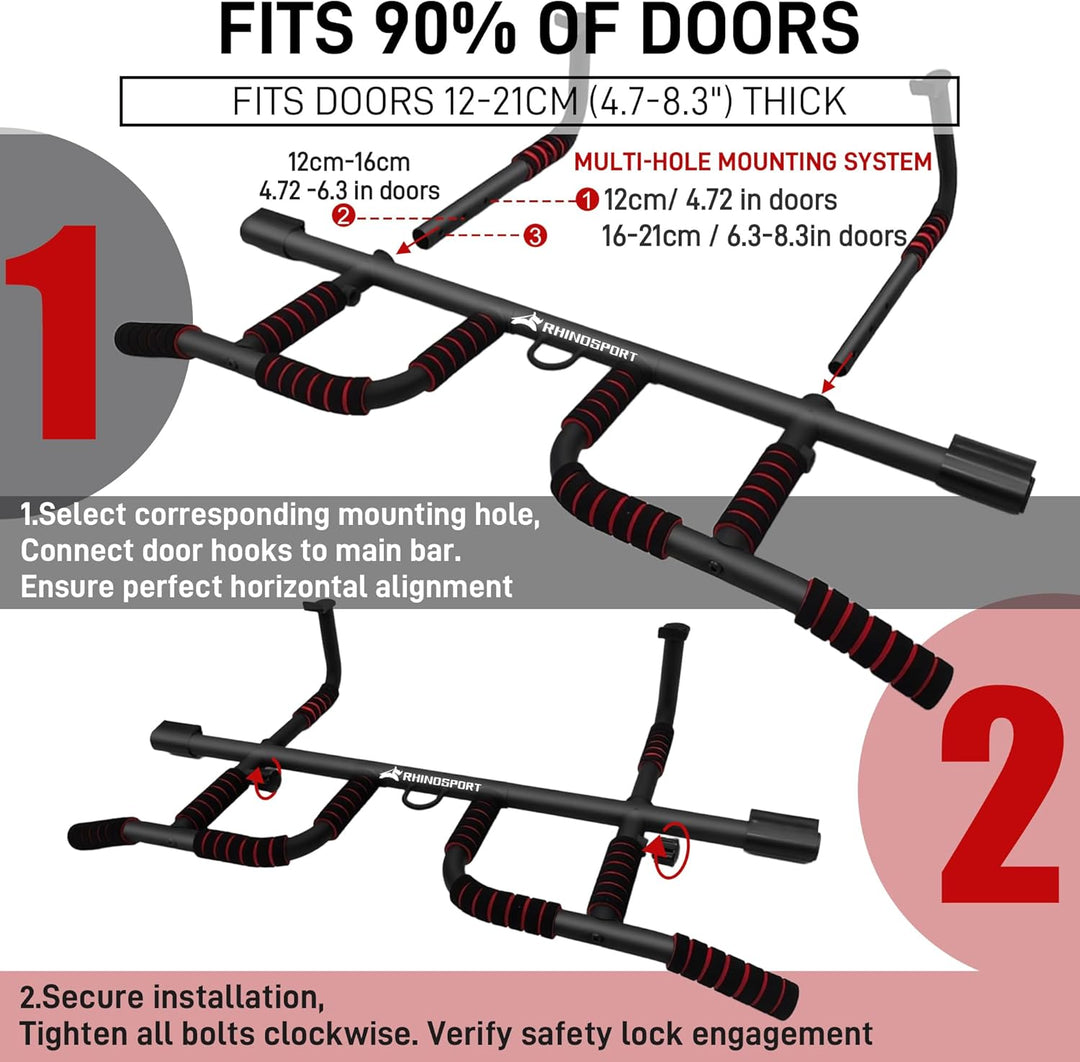 Klimmzugstange für Türrahmen – Pull Up Bar Doorway mit Multigriff-Positionen Griffen – Ohne Bohren,