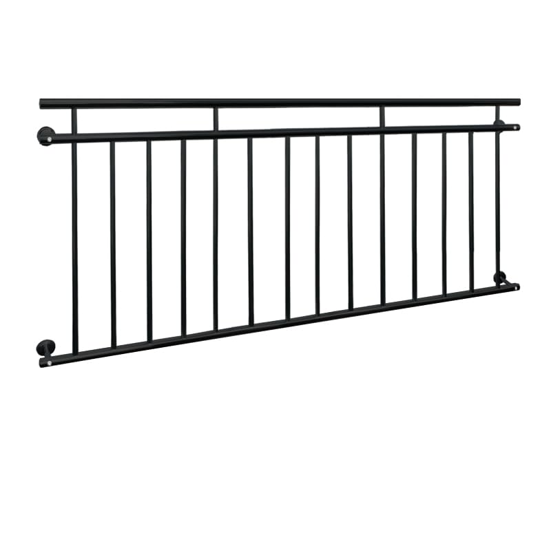 ECD Germany Französischer Balkon 90 x 184 cm mit 14 Füllstäben, Schwarz matt &amp; rau, Stahl pulverbesc