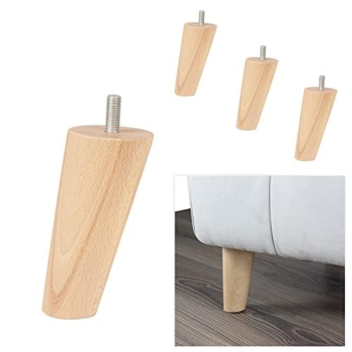 P17 | Modell Dylan NATÜRLICH | Set mit 4 Holzfüssen mit Schrauben (10 MA) | H.12 | Beine für Sofas u