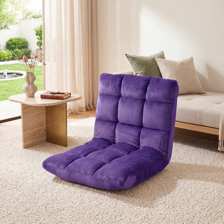 RELAX4LIFE Bodenstuhl klappbar, Bodensessel mit Liegefunktion (Violett) | Bodensitz mit Verstellbare