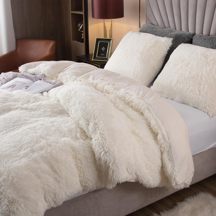 EMME Plüsch Bettwäsche Set 220x240cm Biber Flauschige Bettdecke Set für Bett Shaggy und Plüsch weich