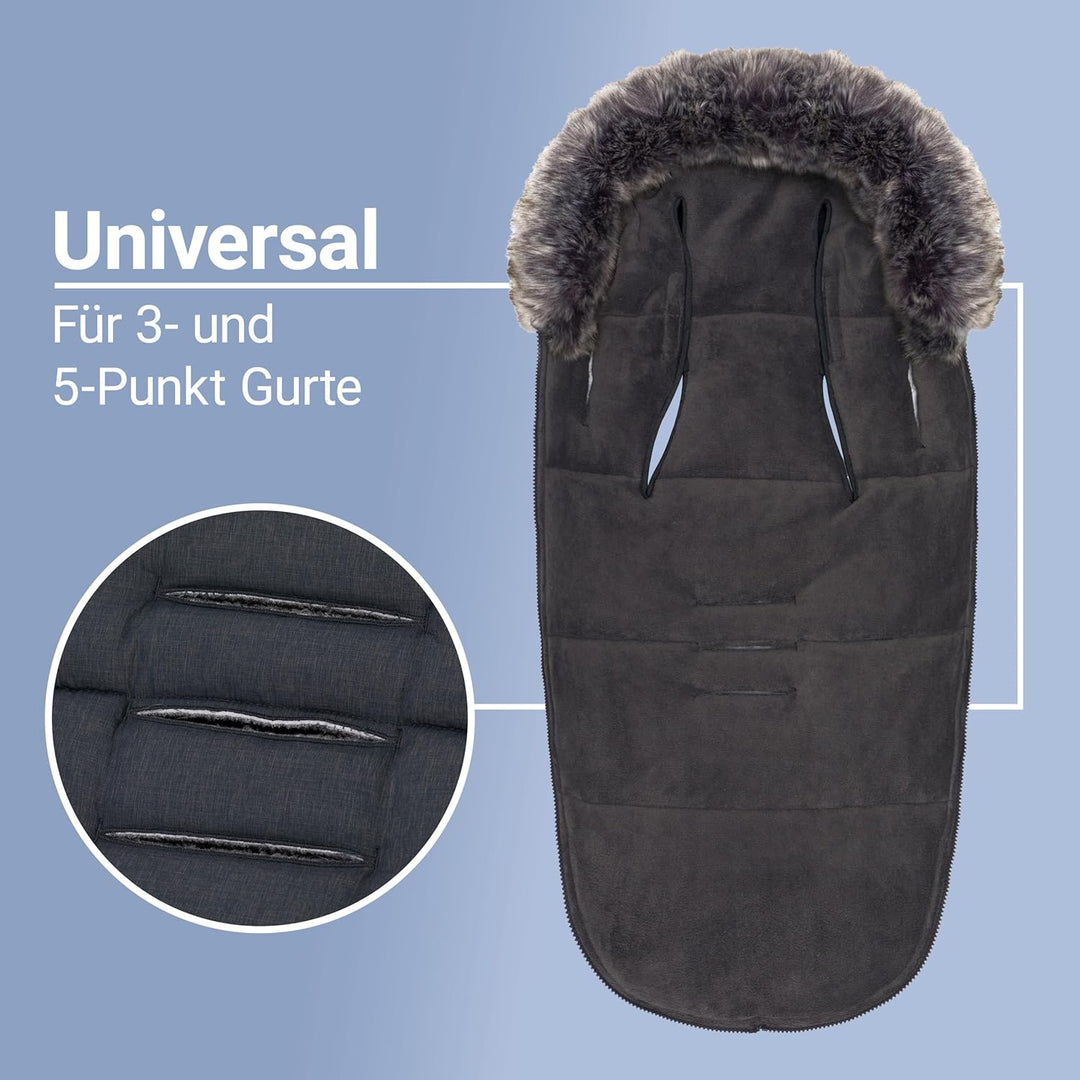 Zamboo Universal Thermo Fusssack mit Fell für Buggy Kinderwagen - Kinder Winterfusssack für 3-Punkt