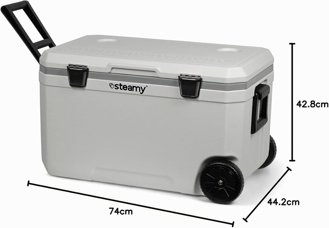 Steamy Marine 70 Roller Kühlbox mit Rollen, 70 Liter, Weiss