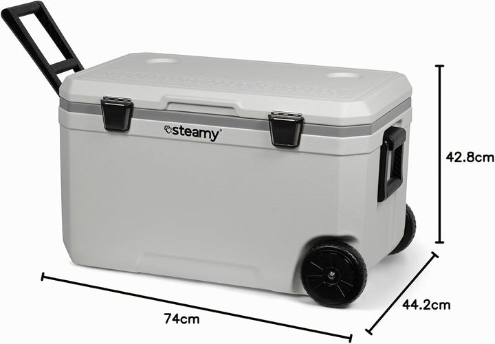 Steamy Marine 70 Roller Kühlbox mit Rollen, 70 Liter, Weiss