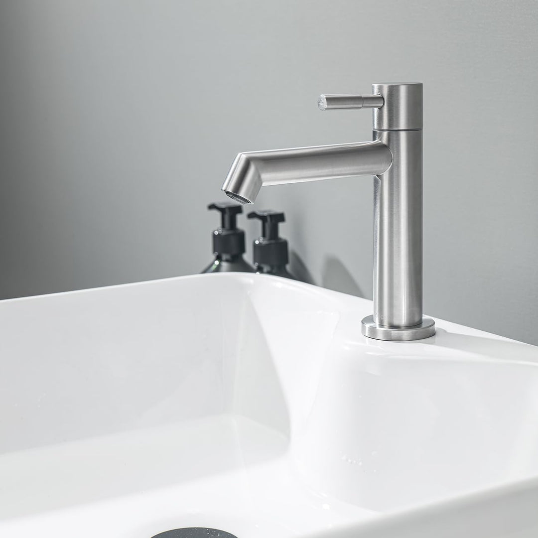 Kaltwasserhahn Gäste WC mit Abnehmbar Bubbler & Anschlussschlauch, Kaltwasserarmatur mit Auslaufhöhe