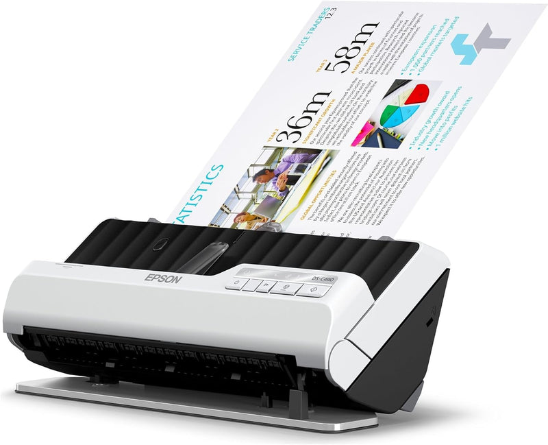 Epson Premium Scanner DS-C490, kompakter A4 Business Scanner mit geringem Stromverbrauch, Duplex-Ein