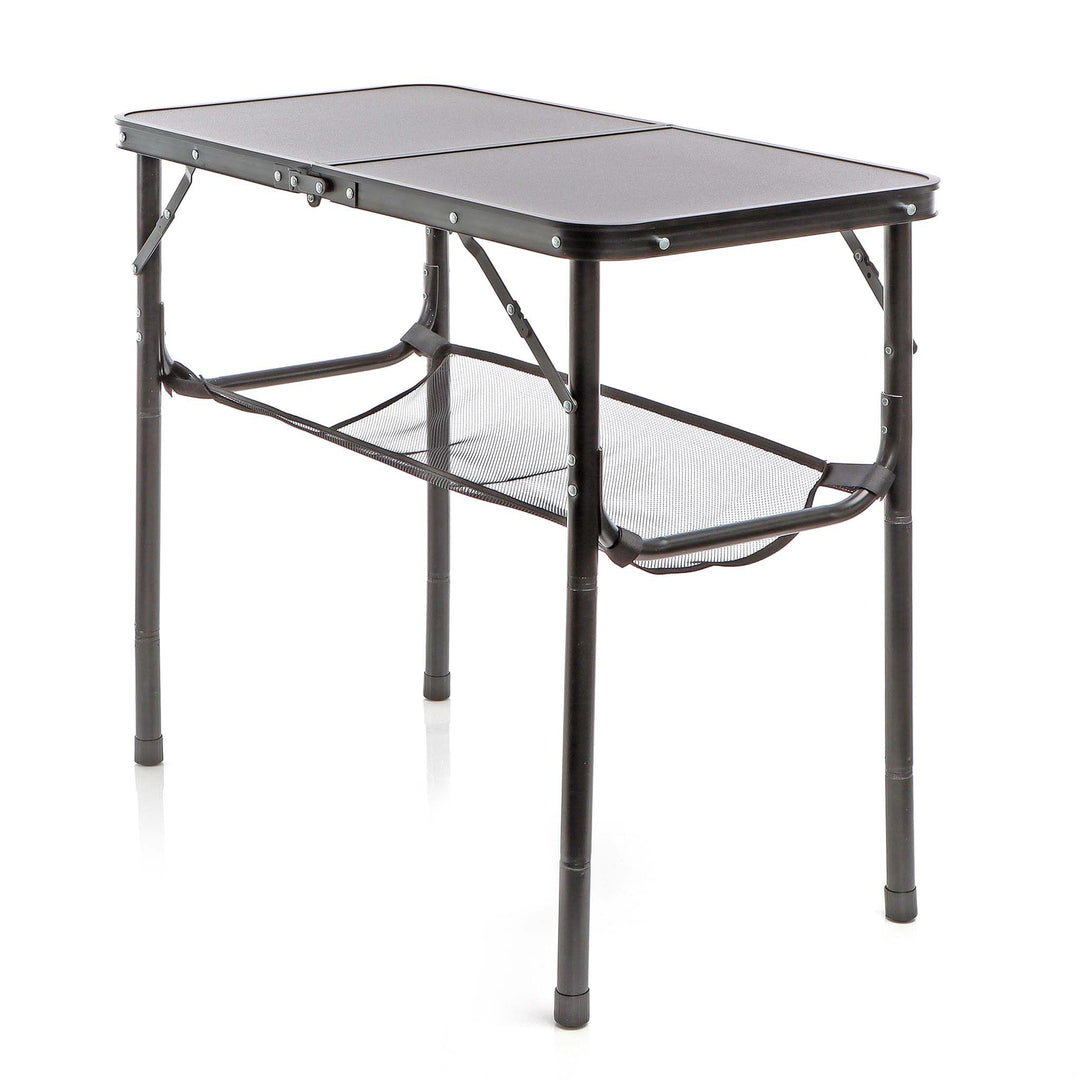 Toboli Campingtisch Schwarz 80x40cm höhenverstellbar auf 31/45/56/70 cm Aluminium Klapptisch Falttis