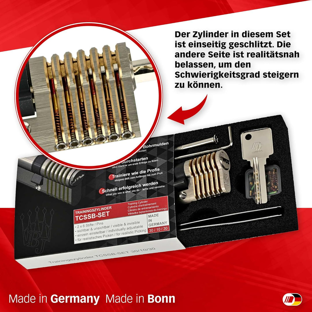 MULTIPICK Trainingszylinder Lockpicking Set - [Bohrmulde inkl. 50-tlg. Stift Set] Lock Picking Tool