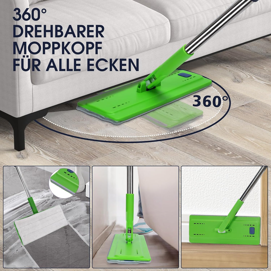 Masthome Wischmopp Set mit Eimer,138CM Wischmopp mit Auswringfunktion, Putzeimer mit Wischmop aus Ed