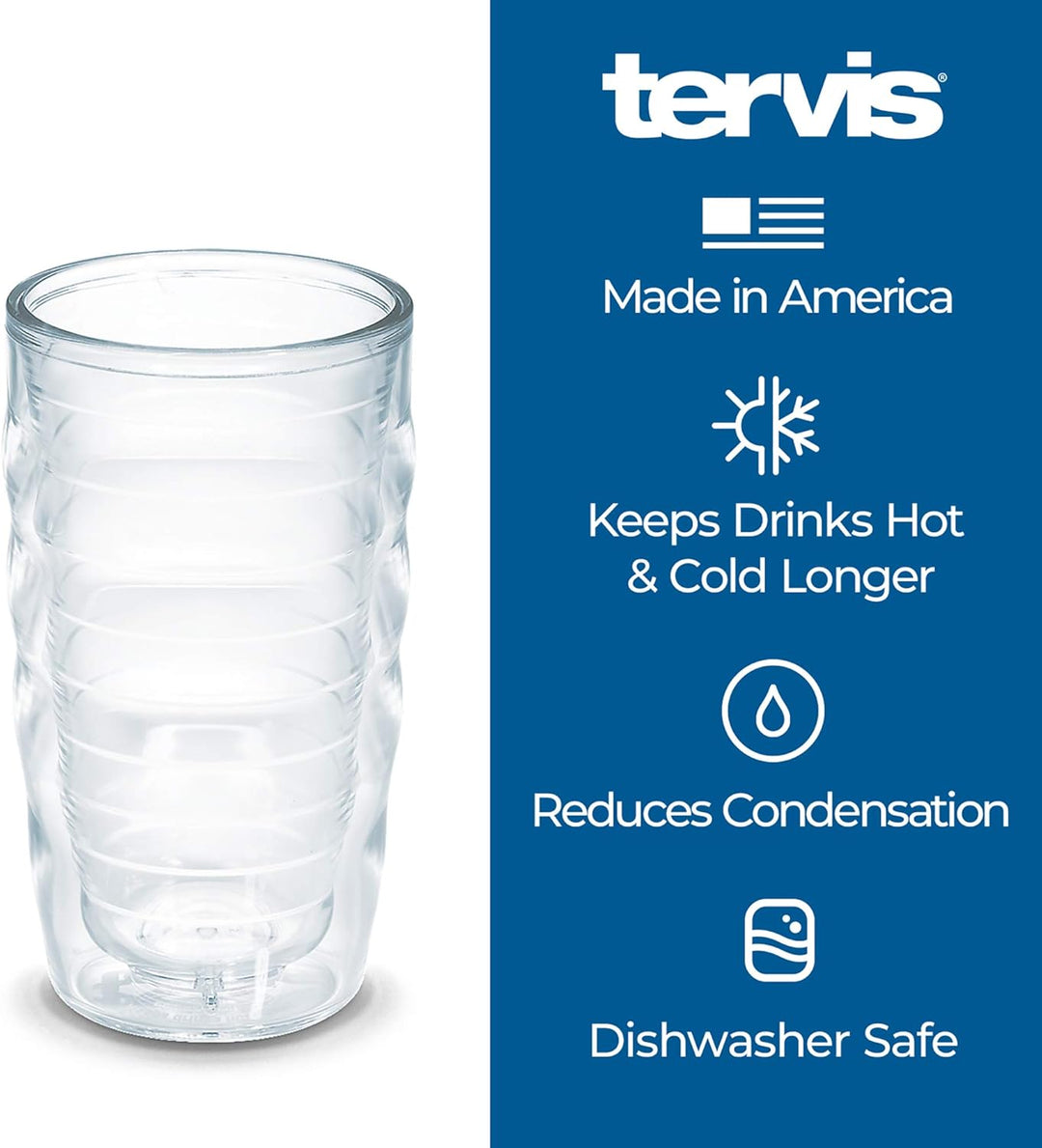 Tervis Dinosaurier-Becher, isoliert, Kunststoff, transparent 10oz Wavy - Blue Lid Klar - Tritan, 10o