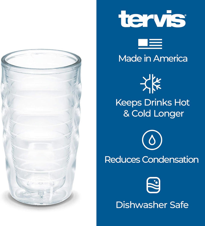 Tervis Dinosaurier-Becher, isoliert, Kunststoff, transparent 10oz Wavy - Blue Lid Klar - Tritan, 10o