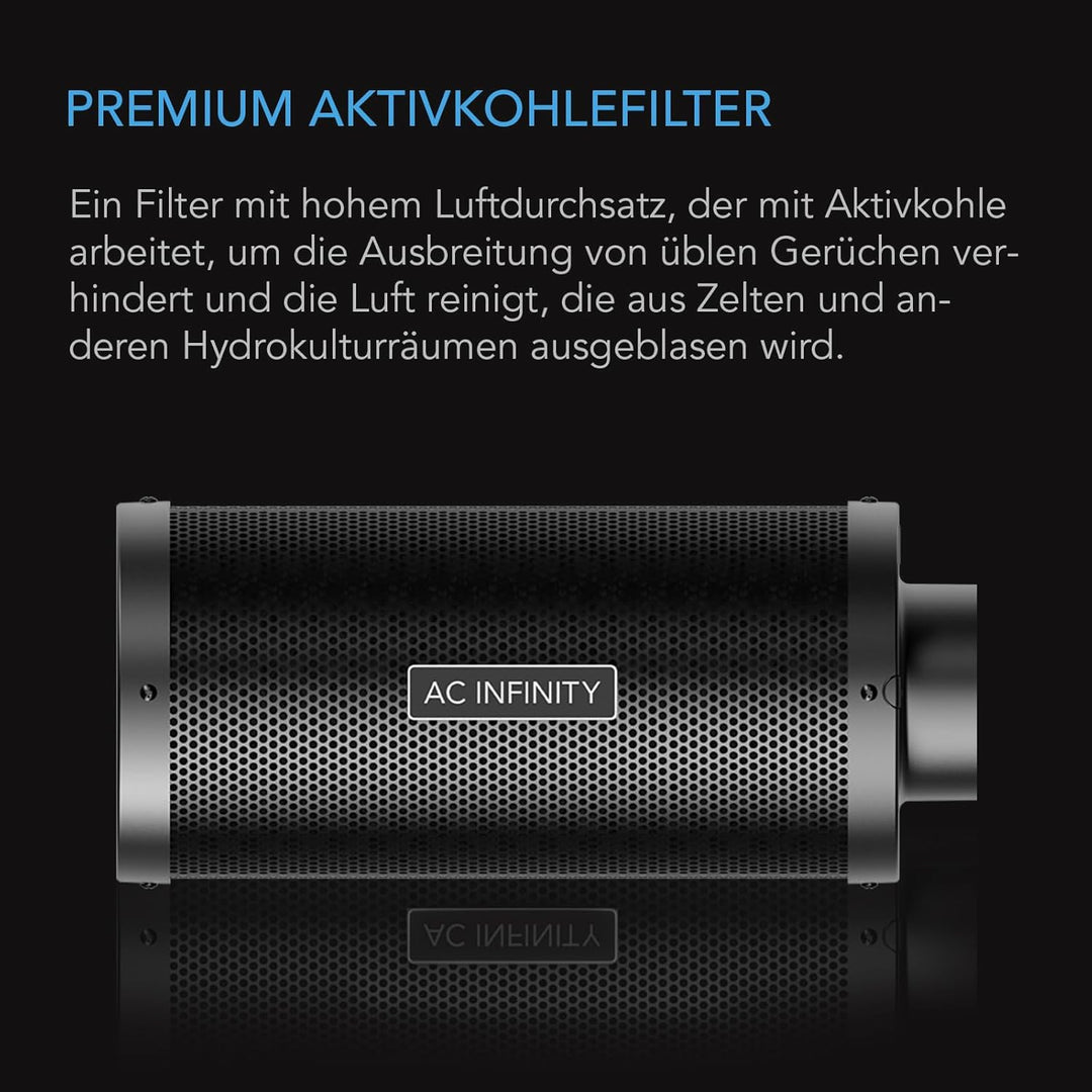 AC Infinity Aktivkohlefilter 250 mm – mit Premium-Aktivkohle aus Australien, passend für Inline-Lüft
