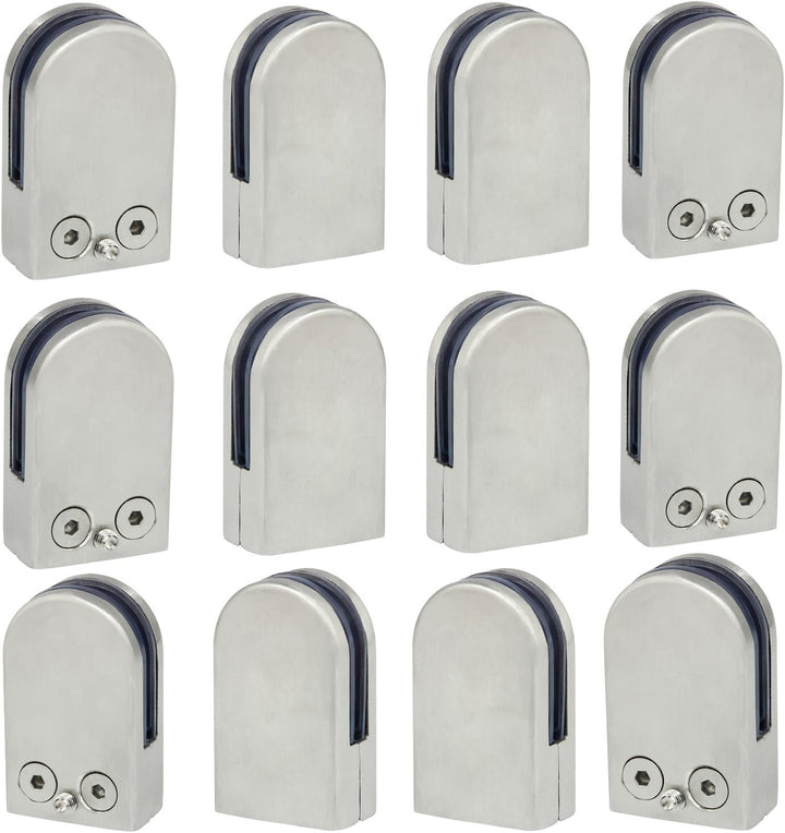 (Verbesserte Version) 12 x Edelstahl Glasklemme 304 Stainless Steel Klemmhalter Glasklemmhalter Glas