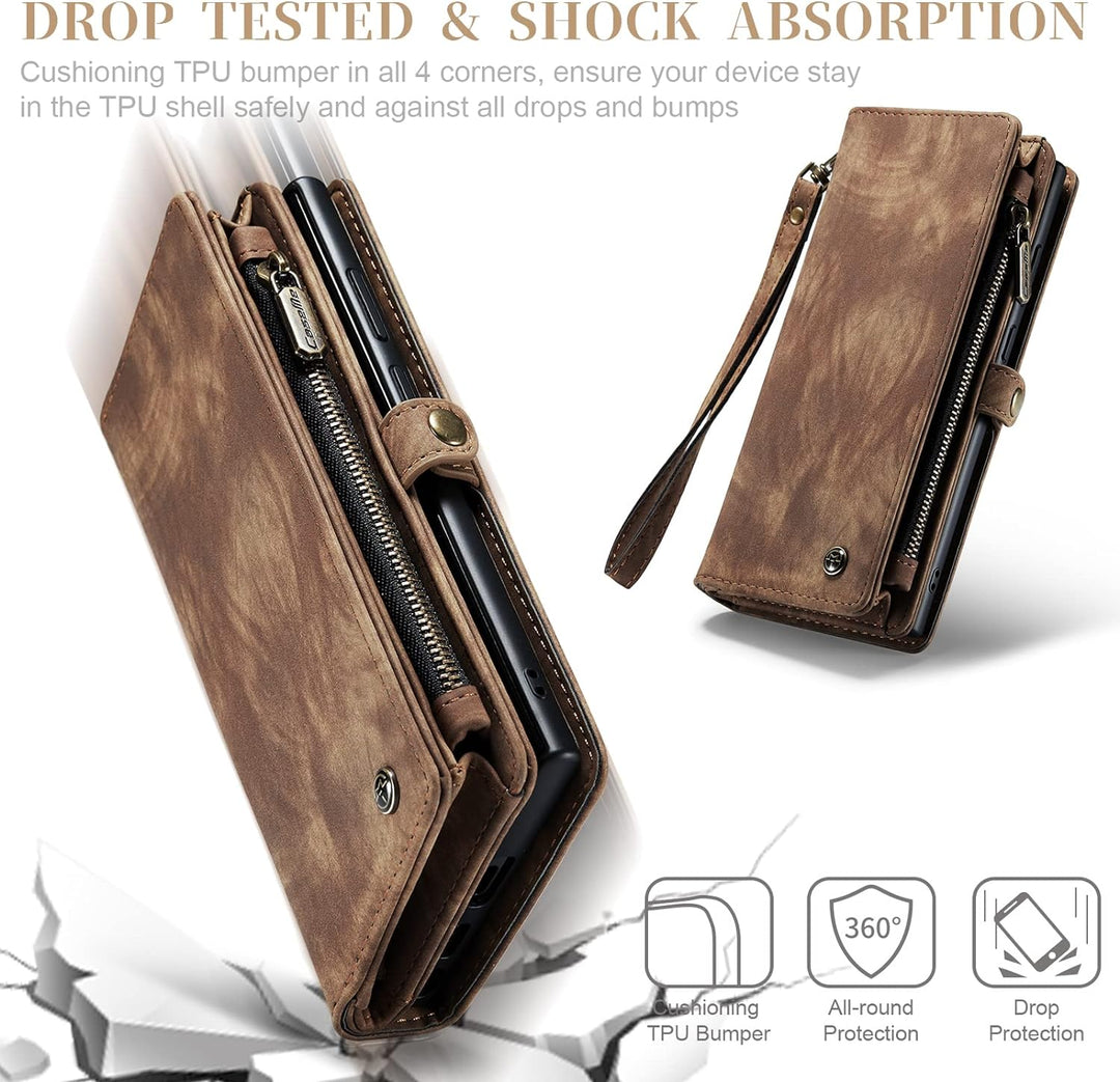 UFinetech Samsung S23 Ultra Hülle, Stossfest Kartenfach Magnetisch Abnehmbare Tasche Samsung Galaxy