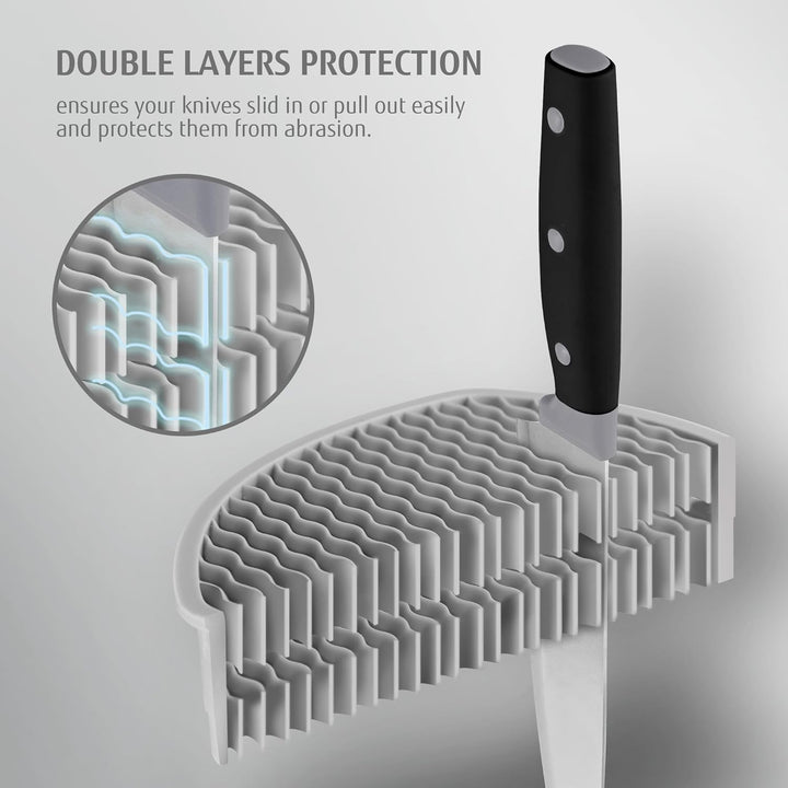 hecef Messerset, 6-tlg Universal Messerblock mit Messer, Scharf Edelstahl Messer Set mit dreifach ve