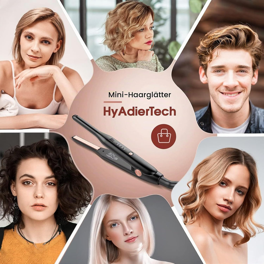 HyAdierTech Mini Glätteisen, 2 in 1Glätteisen Locken und Glätten, PTC-Heizelement Haarglätter, 150-2