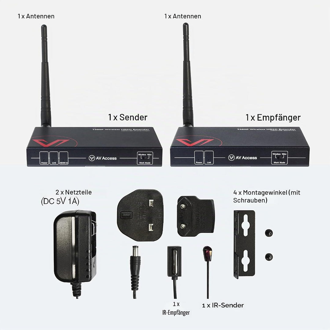 AV Access Wireless HDMI Transmitter and Receiver, Full HD 1080P@60Hz, Reichweite bis 200m, Wireless