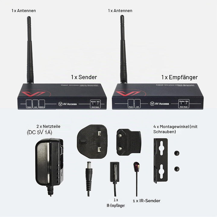 AV Access Wireless HDMI Transmitter and Receiver, Full HD 1080P@60Hz, Reichweite bis 200m, Wireless